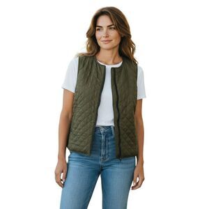 Kiko Women’s Green Vest 100% Silk  Full Zipper with pockets Size M  New  #230